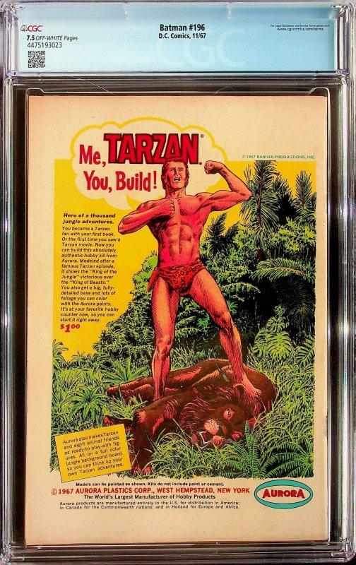Batman #196 (1967) - CGC 7.5 - Cert#4475193023
