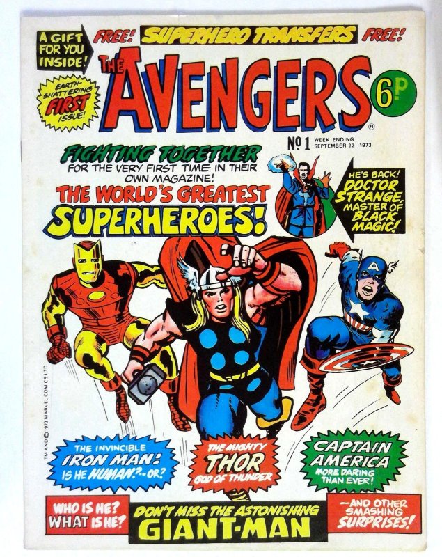 Avengers (UK) #1 (1973) Iron Man Thor Captain America Marvel FN
