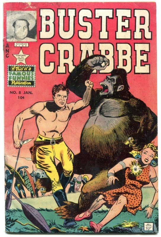 Buster Crabbe Comics #8 1953- Gorilla attack cover- golden age G