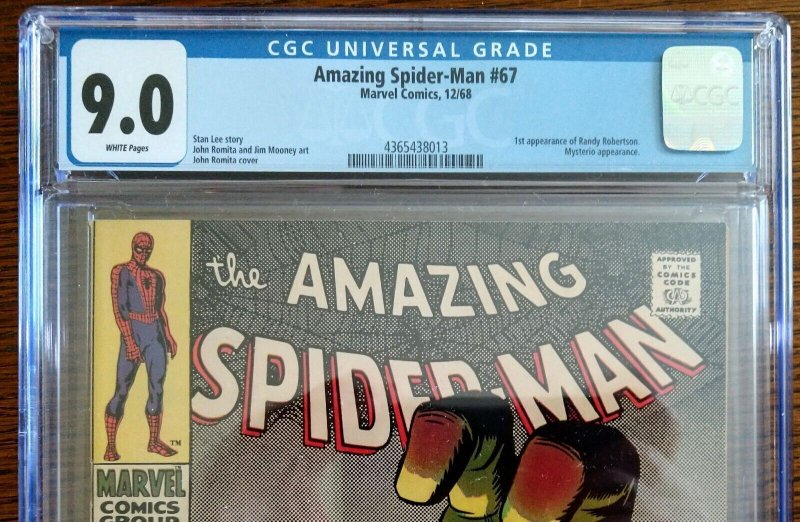 Amazing Spider-Man 67 (1968) CGC 9.0 Very Fine/Near Mint - WHITE PAGES - VINTAGE
