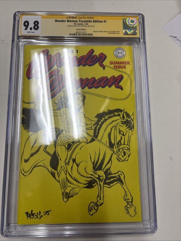 Wonder Woman Facsimile Edition (2024) # 1 (CGC 9.8 SS) Signed & Sketch tim Vigil