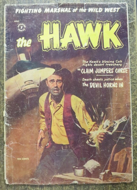 THE HAWK #6 (St. Johns, 5/1955) GOOD minus heavy spine split