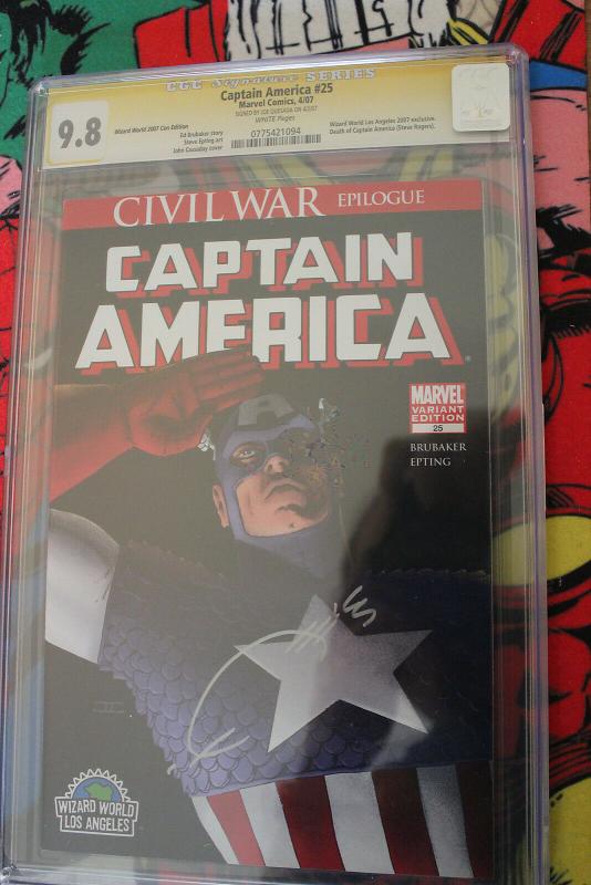 Captain America #25 Signature Series (Marvel, 2007) CGC NM/MT 9.8 White pages.