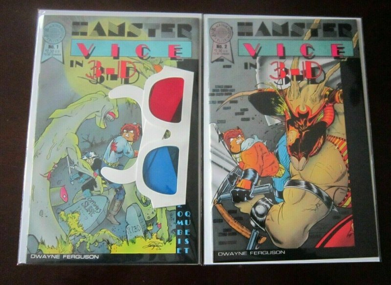 Hamster Vice in 3D set from:#1-2 all 2 different with glasses 8.0 VF (1987)