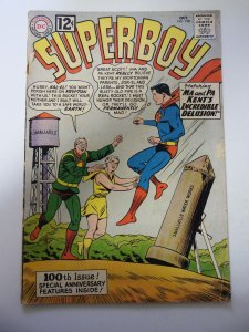 Superboy #100 (1962) GD+ Cond centerfold detached, 1 spine split, tape pull fc