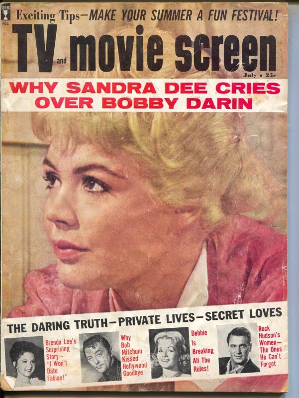 TV And Movie Screen-Sandra Dee-Bob Mitchum-Debbie Reynolds-Rock Hudson-July-1961