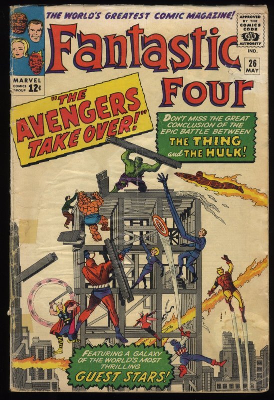 Fantastic Four #26 GD+ 2.5 Avengers Crossover!! The Thing!!