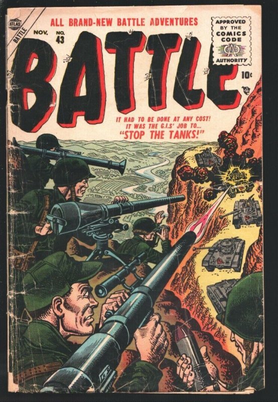 Battle Comics #43 1955-DC-Joe Maneely bazooka cover-Gene Colon Stop The Tank...