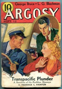 Argosy Pulp September 12 1936- Oriental Villain cover- George Bruce-  G/VG