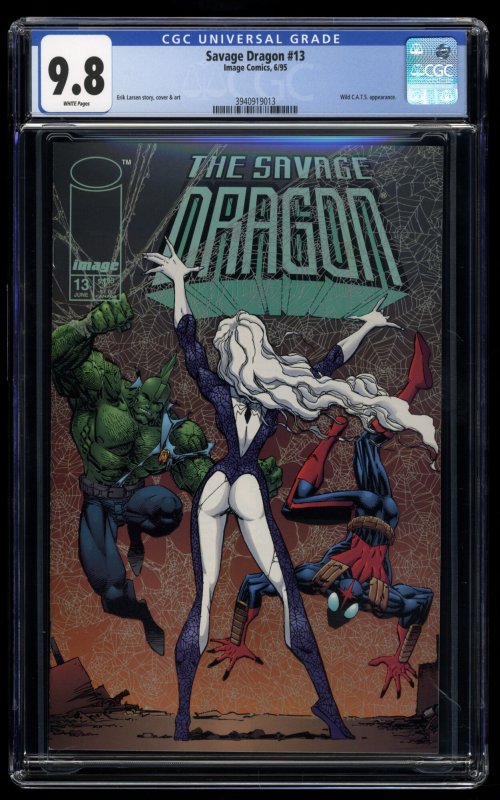 Savage Dragon #13 CGC NM/M 9.8 White Pages Cover B Variant 1995 WildCATS!