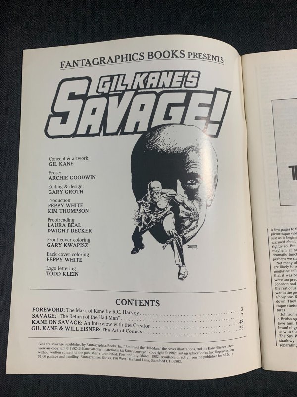 1982 SAVAGE! Magazine #1 Gil Kane FVF 7.0 Fantagraphics