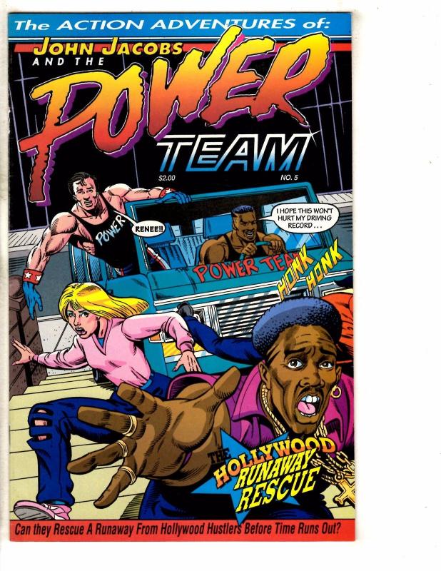 Lot Of 5 Power Team Comic Books # 1 2 3 4 5 Christian Work Out Team J262