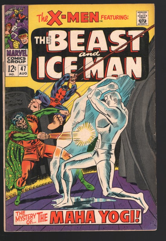 X-MEN 47 VG/F 5.0 BEAST/ICEMAN.HUMAN TORCH APPEARANCE.