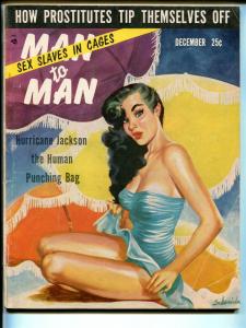 Man To Man 12/1955-Gloria Pall cheesecake-sex slaves-midget-Schneider-G/VG