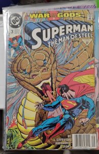 SUPERMAN THE MAN OF STEEL # 3  1991 DC COMICS CLARK KENT NEWSTAND VARIANT