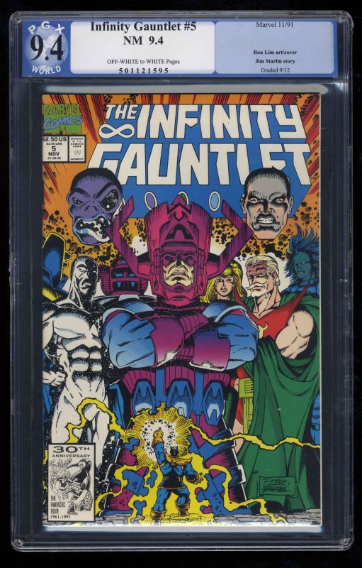 Infinity Gauntlet #5 PGX NM 9.4 Off White to White