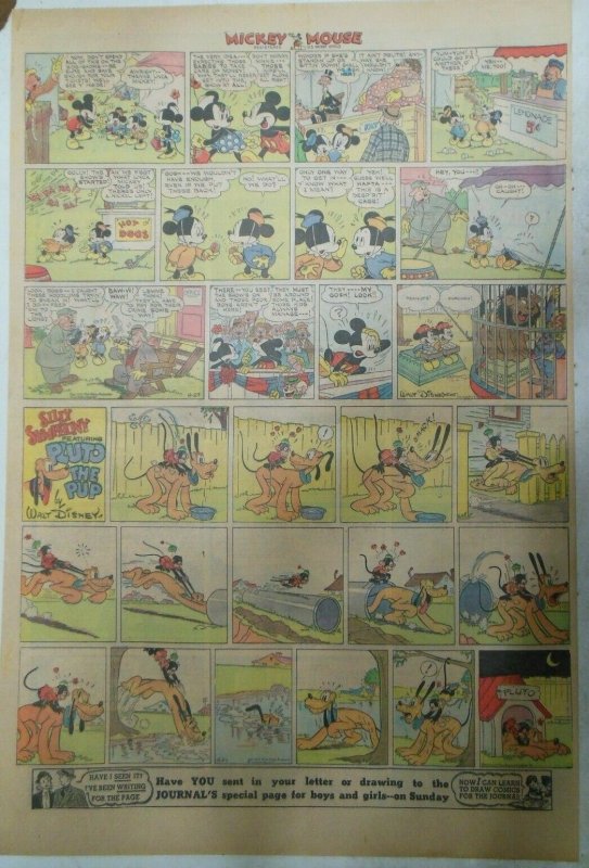 Mickey Mouse & Pluto Sunday Page by Walt Disney from 8/27/1939 Full Page  Size