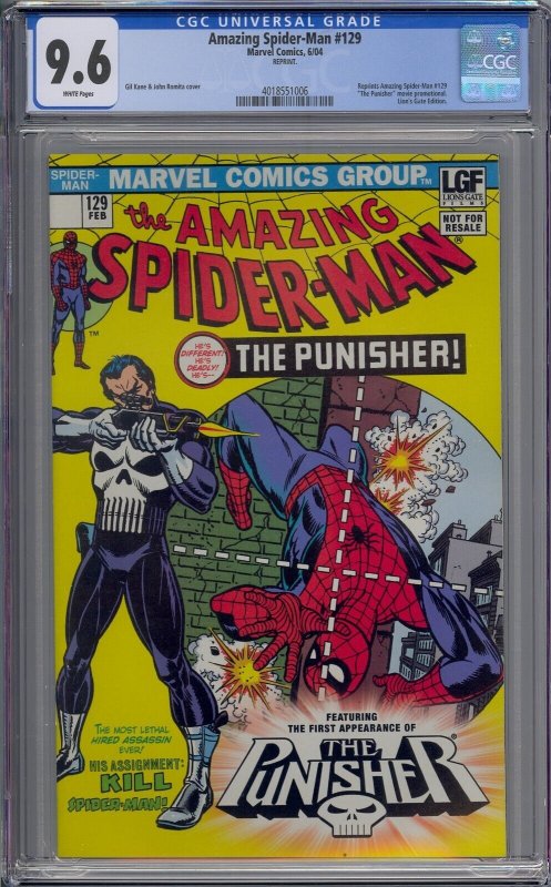 Amazing Spider Man 129 Cgc 96 1st Punisher Lions Gate Edition Comic Books Bronze Age 