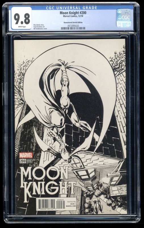 Moon Knight #200 CGC NM/M 9.8 1:1000 Sienkiewicz Remastered Sketch Variant