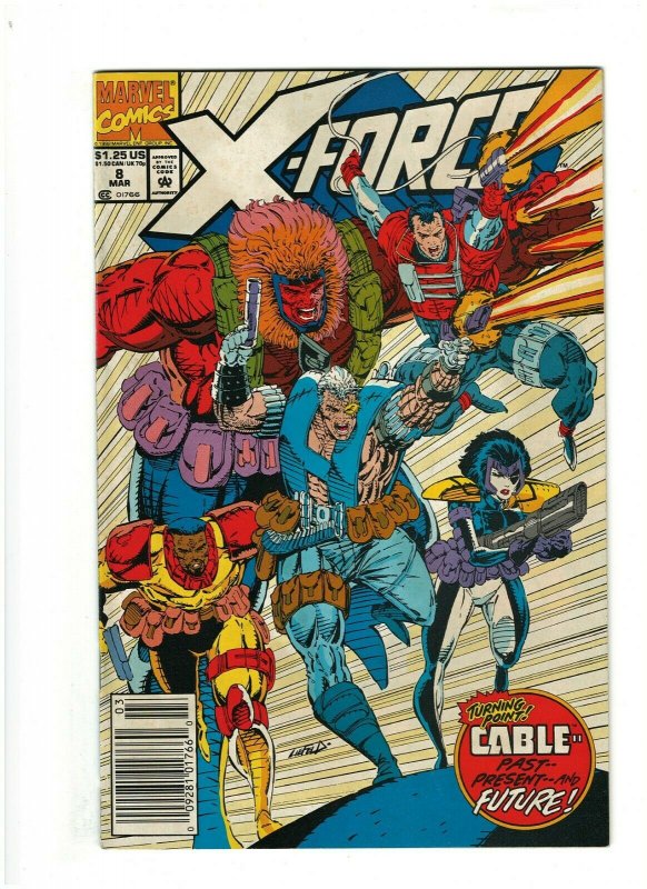 X-Force #8 VF+ 8.5 Newsstand Marvel 1992 1st Real Domino, Rob Liefeld 