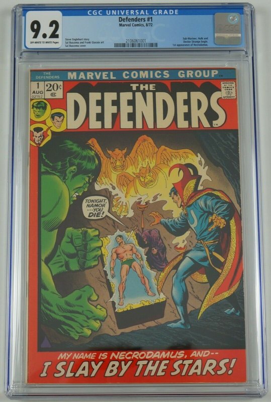 Defenders #1 CGC 9.2 - marvel comics 1972 - hulk doctor strange - 1st necrodamus