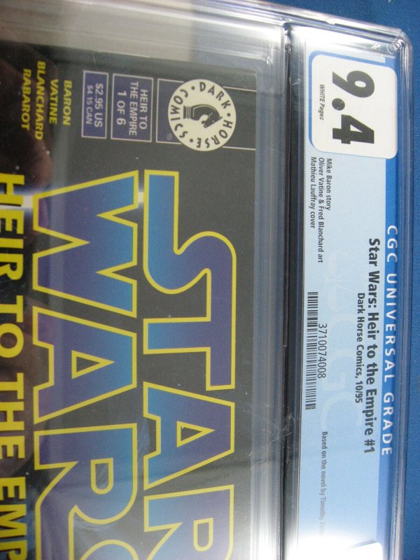STAR WARS   HEIR TO THE EMPIRE 1 CGC 9.4 WHITE PAGES 1995 DARK HORSE