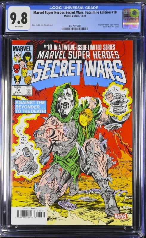 MARVEL SUPER HEROES SECRET WARS #10 CGC 9.8 ? FACSIMILE EDITION 2024 MIKE ZECK