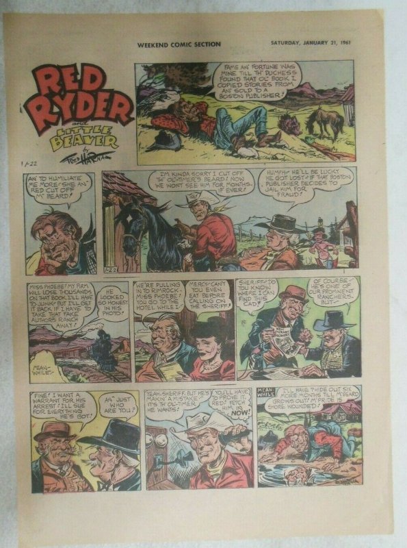 (41) Red Ryder Sunday Pages by Fred Harman from 1961 All Tabloid Page Size! 