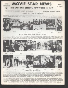 Movie Star News Mail Order Sales Catalog Supplement #U 1960's-Irving Klaw-8 x...