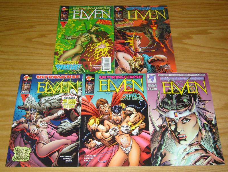 Elven #0 & 1-4 VF/NM complete series - ultraverse prime spin-off 2 3 set lot