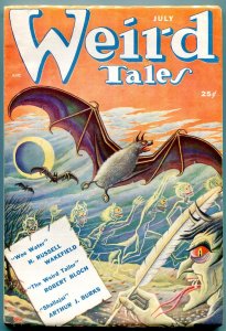 PULP:  Weird Tales Pulp July 1950-Mat Fox Vampire Bat cover- Weird Tailor- FN-