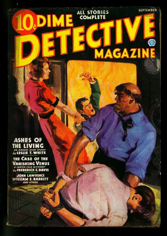 Dime Detective September 1936- Singer cover- Frederick C Davis- VG+