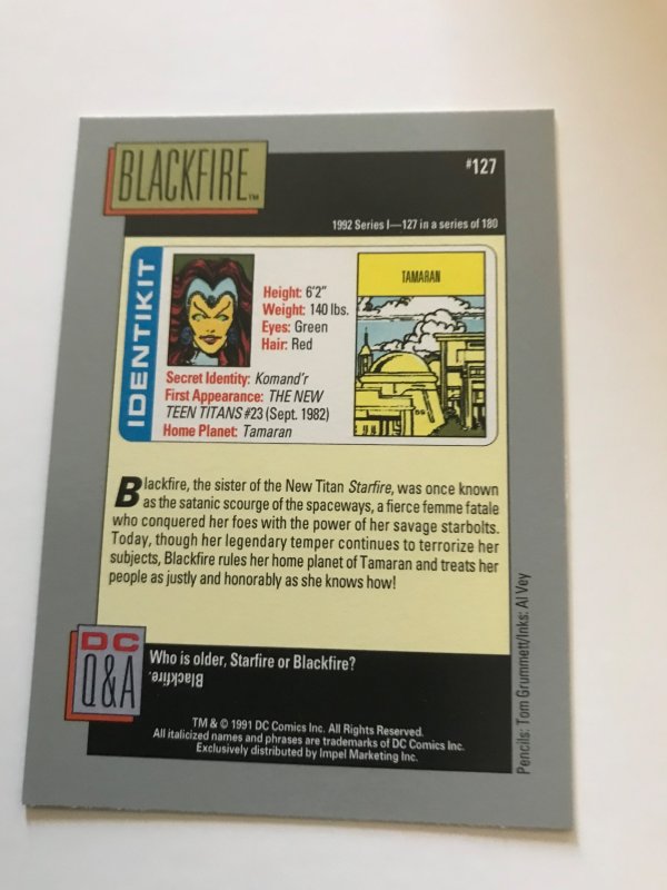 BLACKFIRE #127 card : 1992 DC Universe Series 1, NM/M, Impel