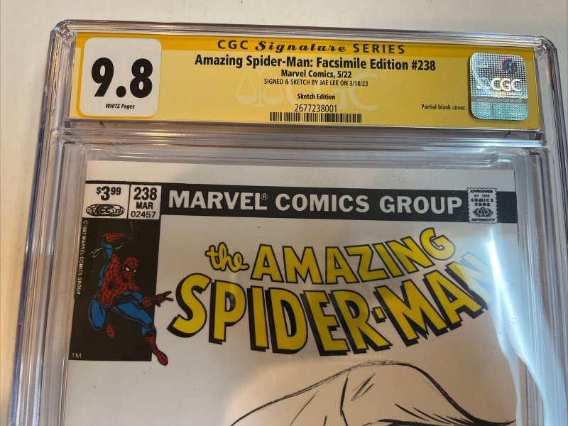 Amazing Spider-Man Facsimile (2022) # 238 (CGC 9.8 SS) Signed & Sketch Jae Lee