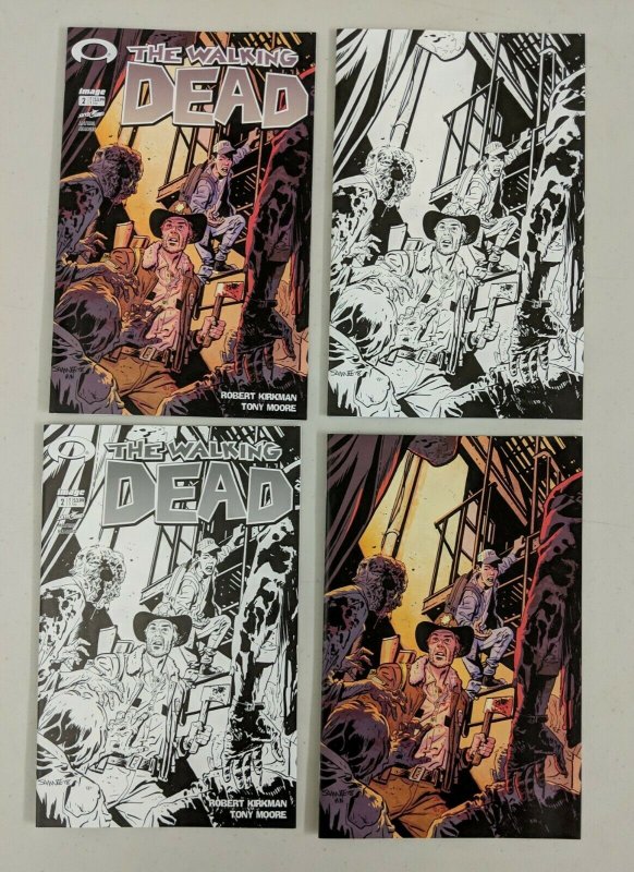 Walking Dead Day #2 Cover Set of 4 B/W Virgin Regular Color Variants NM- 