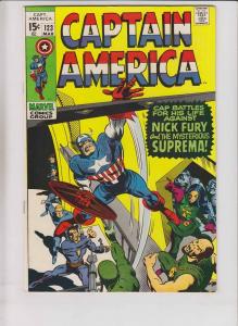 Captain America #123 VF march 1970 - stan lee - gene colan - nick fury - suprema