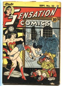 Sensation Comics #33 1944- WONDER WOMAN- Wild Cat FR/G