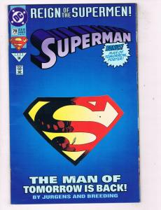 Superman (1987 2nd Series) #78 DC Comic Book Doomsday Die-Cut Cover HH3
