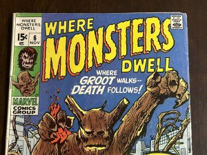 Where Monsters Dwell #6 1970 1st Groot Reprint Marvel Bronze Age comic