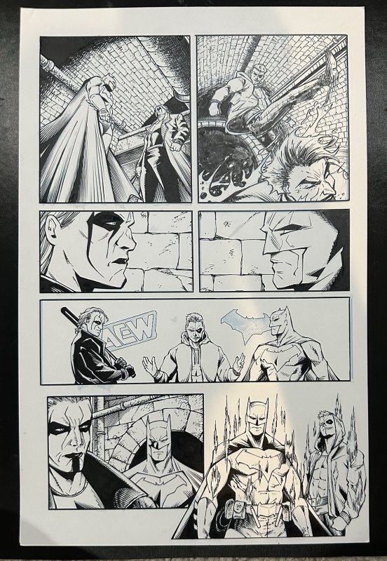 DC x AEW #2 PG 13 ORIGINAL Travis Mercer & John Livesay COMIC ART PAGE! STING!