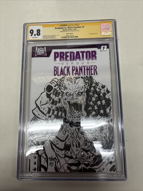Predator Vs Black Panther (2024) # 1 (CGC 9.8 SS) Signed & Sketch Tim Vigil