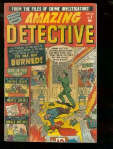 AMAZING DETECTIVE CASES #5 1951-HANGING-VIOLENT-BURNED  FN-