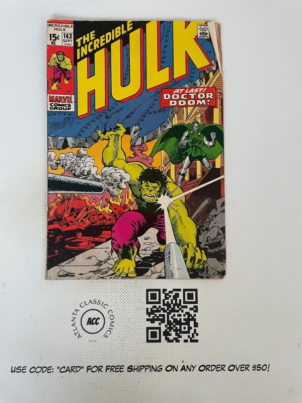 Incredible Hulk # 143 VG Marvel Comic Book Iron Man X-Men Avengers 1 J225