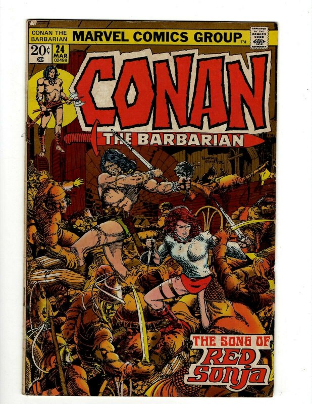 Conan The Barbarian # 24 FN Marvel Comic Book Barry Smith Kull King Sword NP16