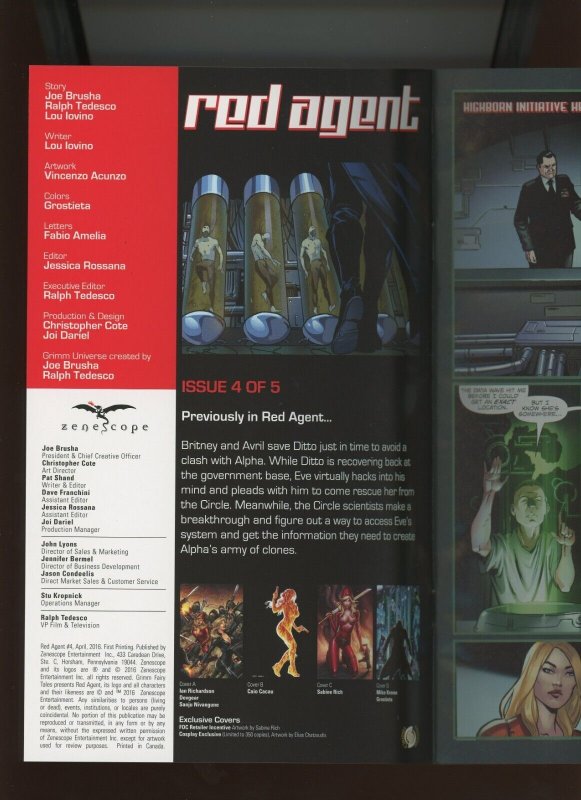 (2016) Red Agent #4: COSPLAY EXCLUSIVE VARIANT (LIMITED TO 350)! (9.2 OB)