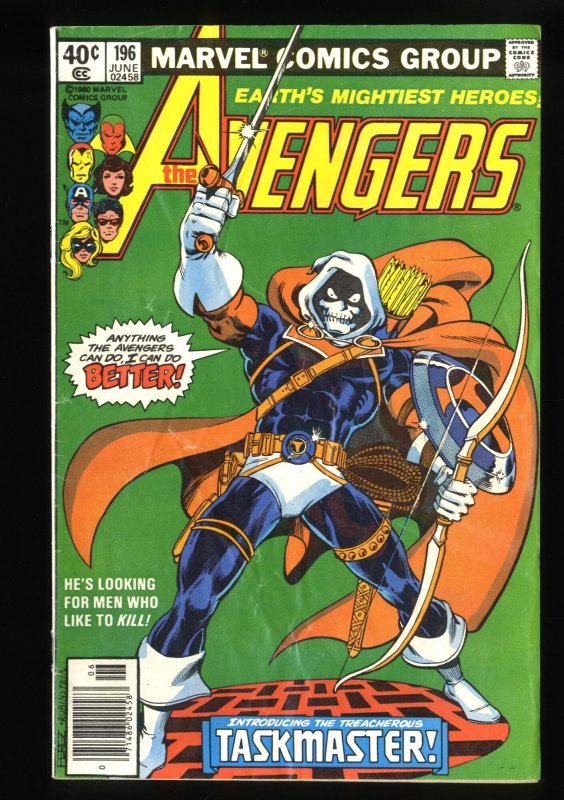 Avengers #196 VG/FN 5.0 Newsstand Variant 1st Appearance Taskmaster!