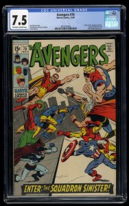 Avengers #70 CGC VF- 7.5 Off White to White 1st Appearance Squadron Sinister!