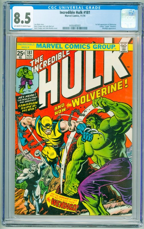 The Incredible Hulk #181 (1974) CGC 8.5! 1st Full Appearance of Wolverine!