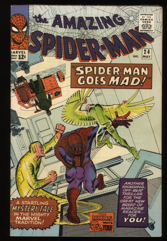 Amazing Spider-Man #24 FN+ 6.5 3rd Appearance of Mysterio!