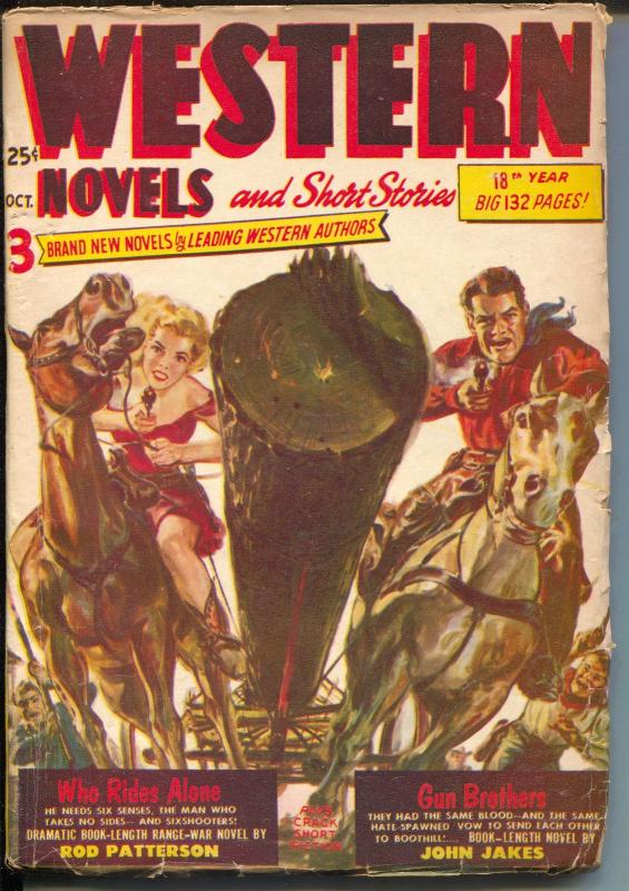 Western Novels & Short Stories 10/1952-pulp thrills-Norman Saunders-VG